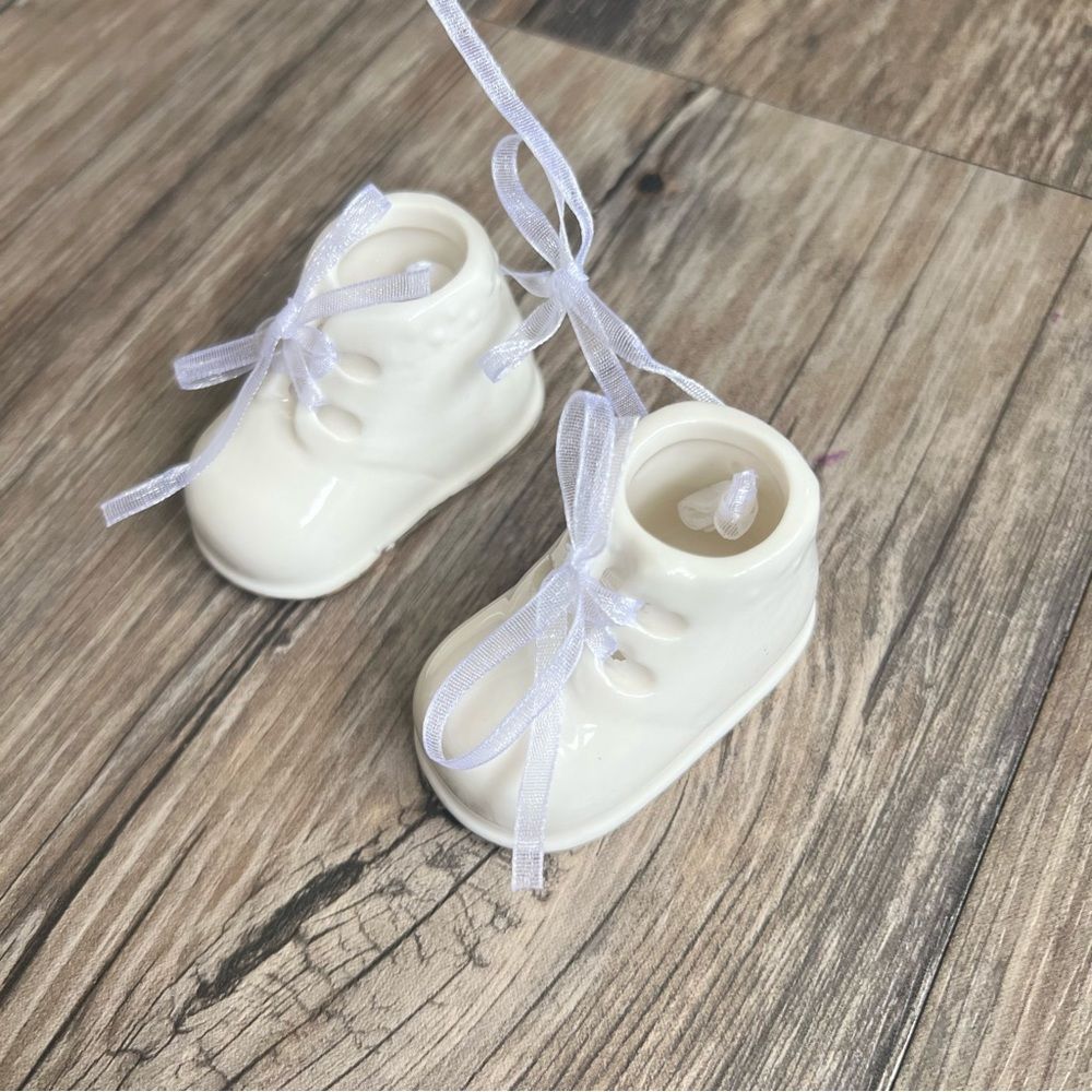 Baby booties porcelian white ornaments /decor